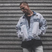 Casual Light Blue Cotton Denim Jacket for Men