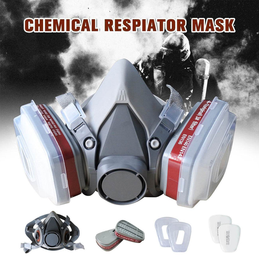 7in1 Half Face Gas Mask Facepiece Spray Painting Respirator Reusable Safety protective mask