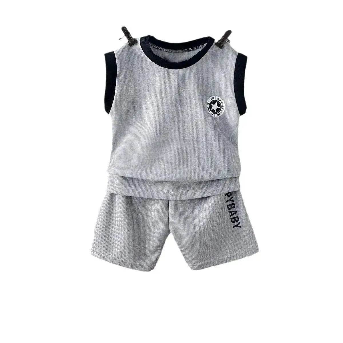 Children's Vest Suit Western Style Sleeveless Waffle two piece for boys casual wears for boys.