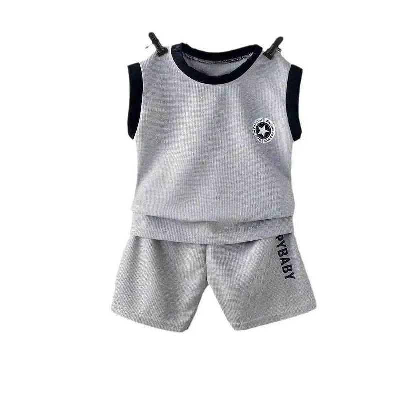 Children's Vest Suit Western Style Sleeveless Waffle two piece for boys casual wears for boys.