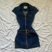 Women's Short Sleeve Bodycon Denim Mini Dress – Zip Front