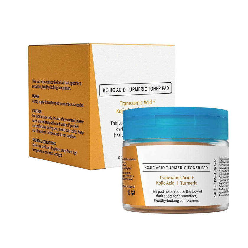 Kojic Acid Turmeric Toner Pads Exfoliating Facial Cotton Pads Brightening Dark Spot