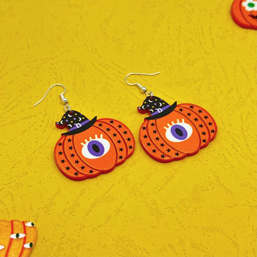 Halloween Day Ornament Colorful Ghost Eyes Funny Acrylic Earrings For Women