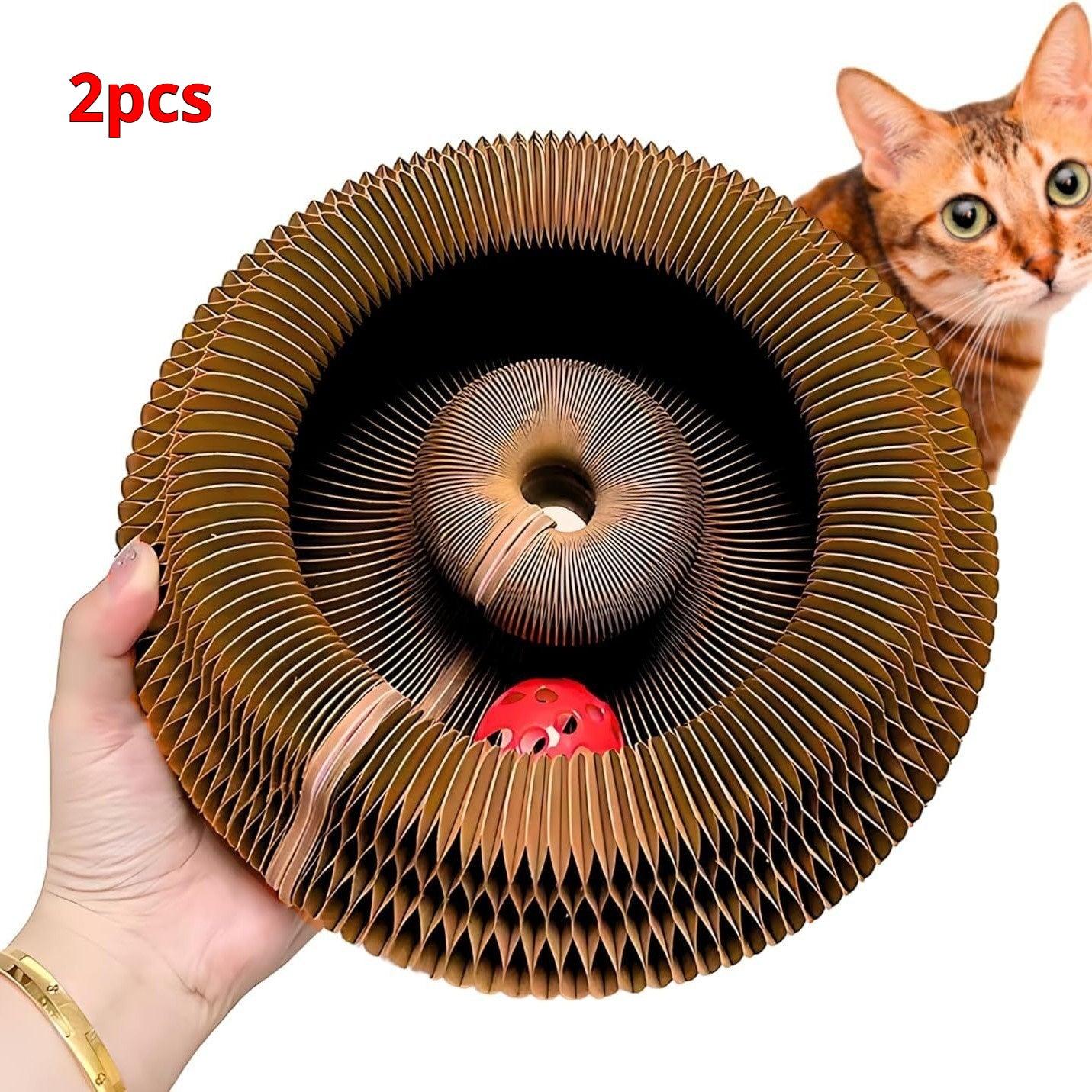 Accordion Cat Scratcher with Bells – Paper Scratching Post for Cats (1, 2 & 3 pcs)