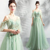 Off-the-shoulder Mint Green Bridal Wedding Dinner Annual Party Dress