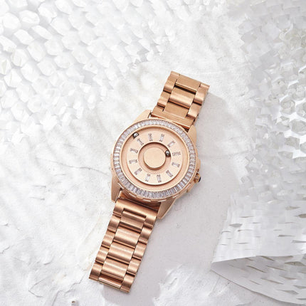 Luxury Crystal Watch for Women – Stainless Steel Fashion Wristwatch