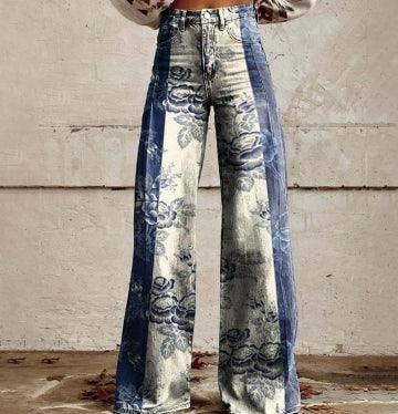 3D Graphic Printed Wide Leg Pants for Women – High Waist Bootcut Graphic Trousers