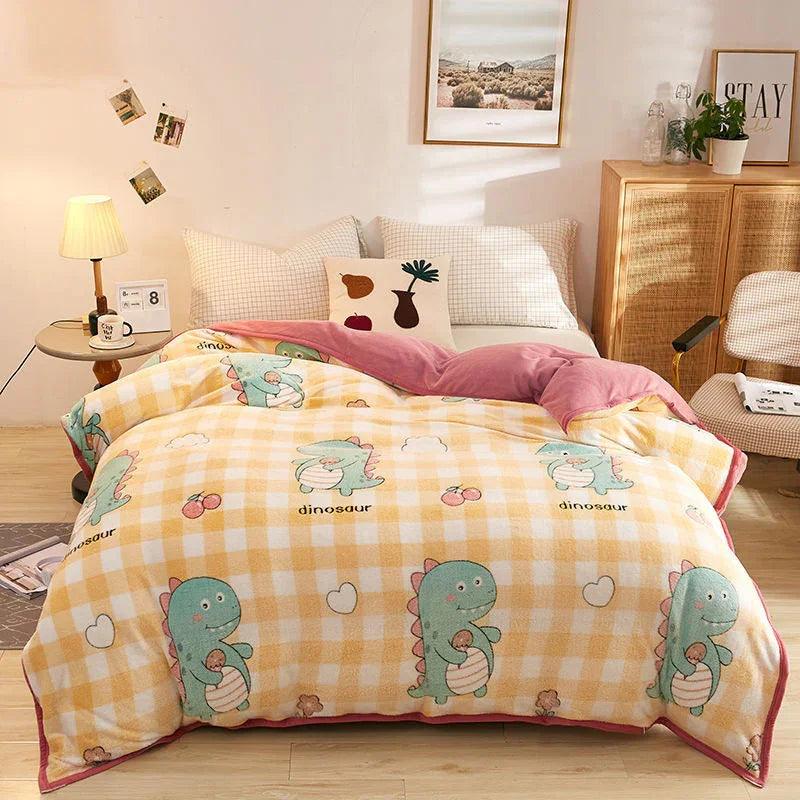 Plush Thick Snowflake Duvet Cover Single Piece Flannel
