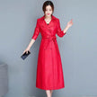 Slim fit Long Sleeve Leather Blazer Dress formal Winter dress