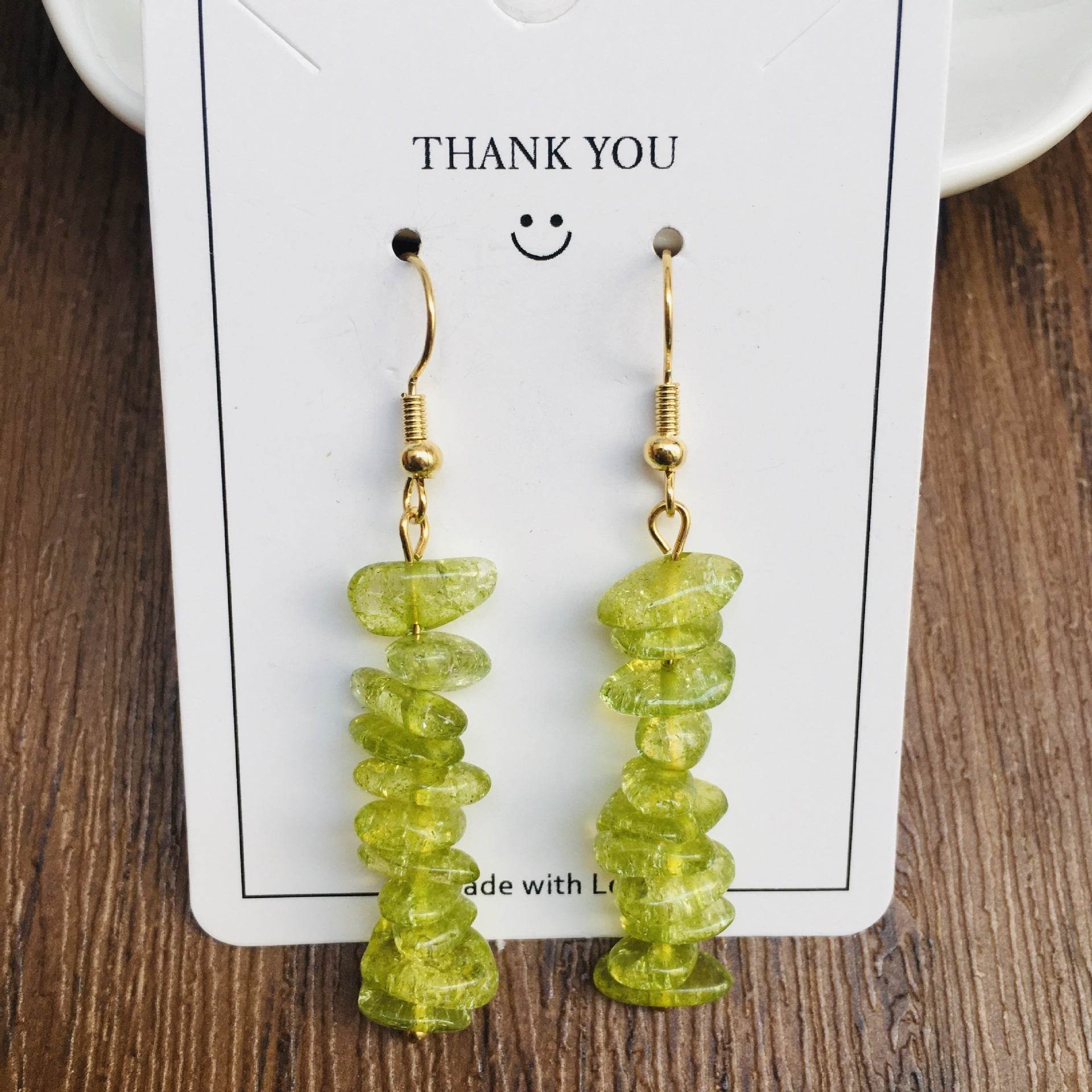 Handmade DIY Natural Crystal Stone Beaded Earrings