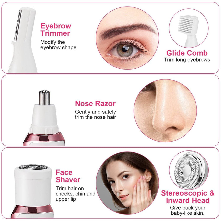 4 in 1 Painless Women Electric Hair Shaver trimmer for women