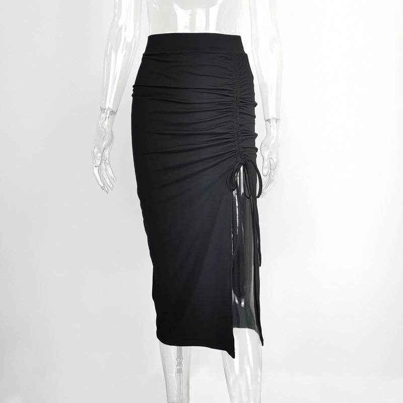European And American Women's High Waist Hip Midi Split Skirt