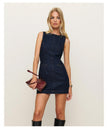 French-Style Slim Fit Denim Midi Dress – Sleeveless Round Neck Cotton Denim Dress