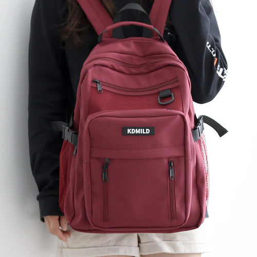 Large Capacity Multi-Layer School Backpack – White, Red, Purple, Black, Khaki