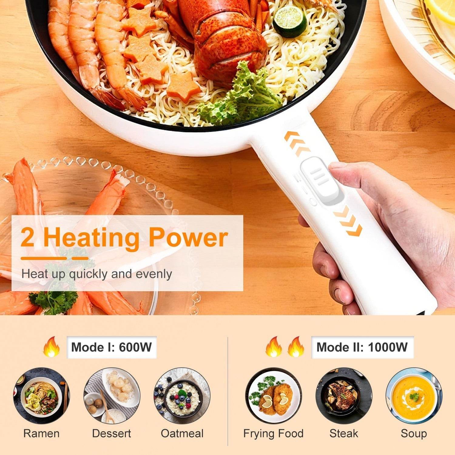 Electric Hot Pot Non-Stick Frying Pan Portable Rapid Noodles Cooker Electric Skillet