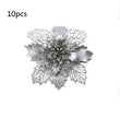 Glitter Artifical Christmas Flowers Christmas Tree Decorations For Home Fake Flowers Xmas Ornaments New Year Decor