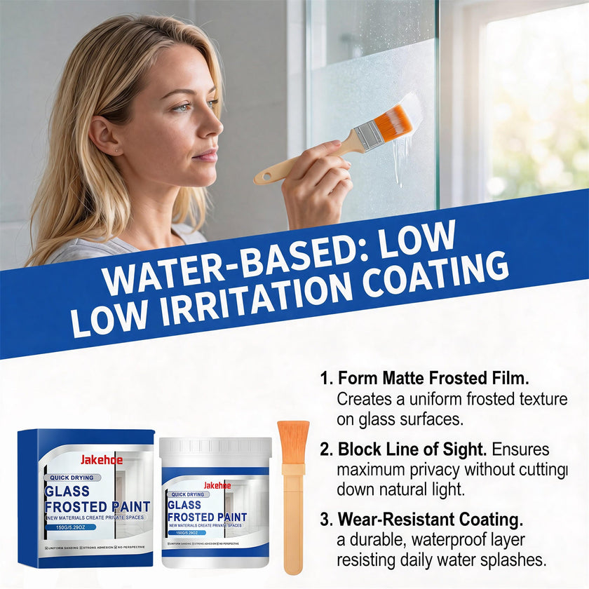 JAKEHOE Frosted Glass Privacy Paint — Waterproof Semi-Transparent Coating for Bathroom Doors & Windows