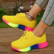 Rainbow sneaker - Lace-up Mesh Shoes With Rainbow Sole Design Fashion Walking Running Sports Shoes Sneakers For Women
