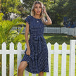 Summer Women Polka Dot Short Sleeve Dress Casual Pleated Midi Dresses Elegant Green Office Lady Clothing
