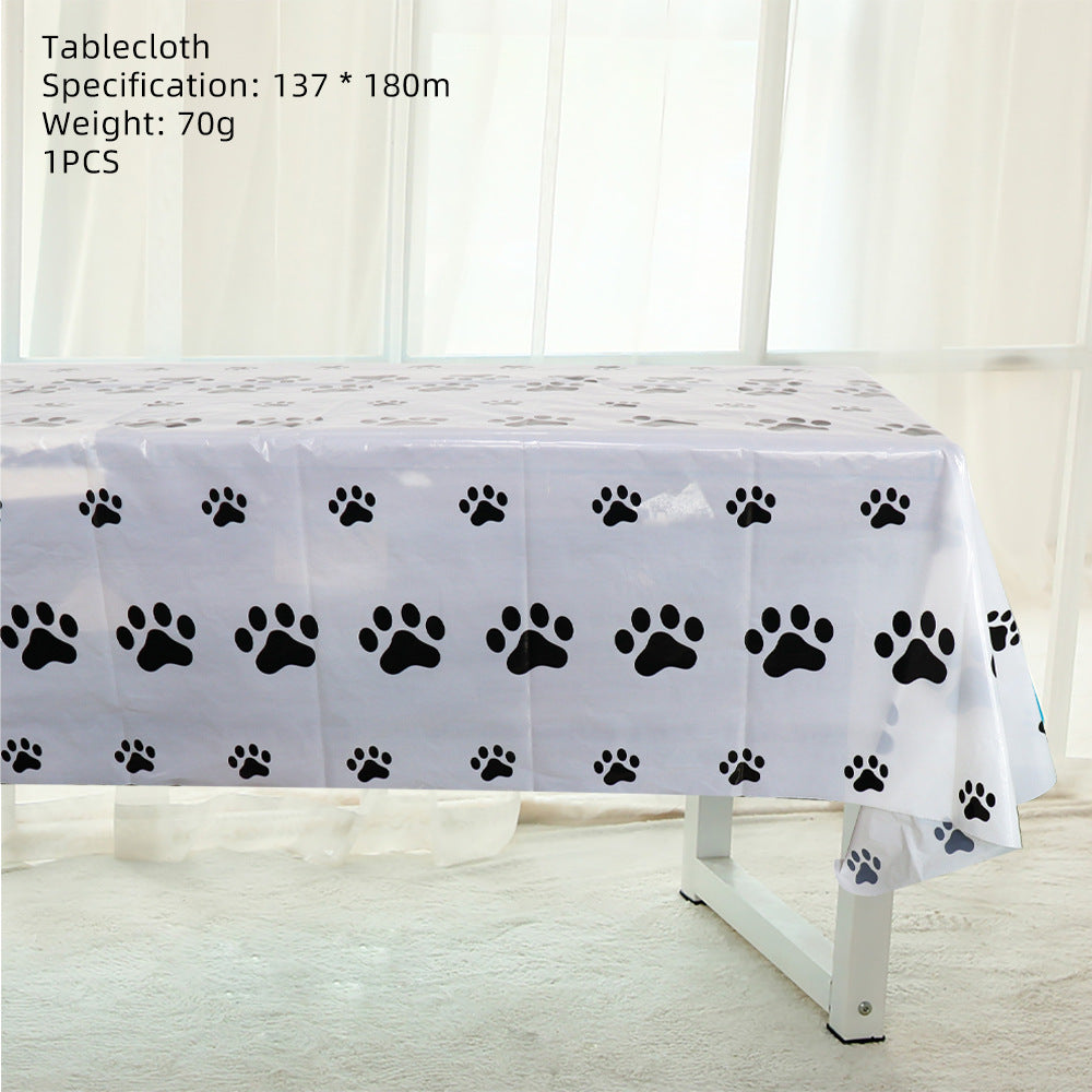 Dog Paw Birthday Party Tableware Set – Pet Birthday Plates, Cups & Decoration Kit