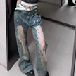 Retro Washed Ripped Baggy Jeans Pant For Women Summer Hollow Out
