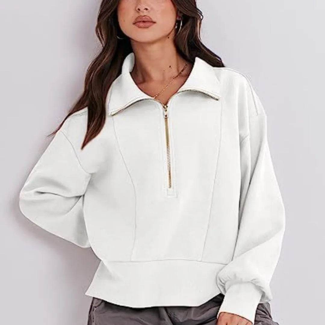 Women's Half Zipper Pullover Long Sleeve Sweatshirt