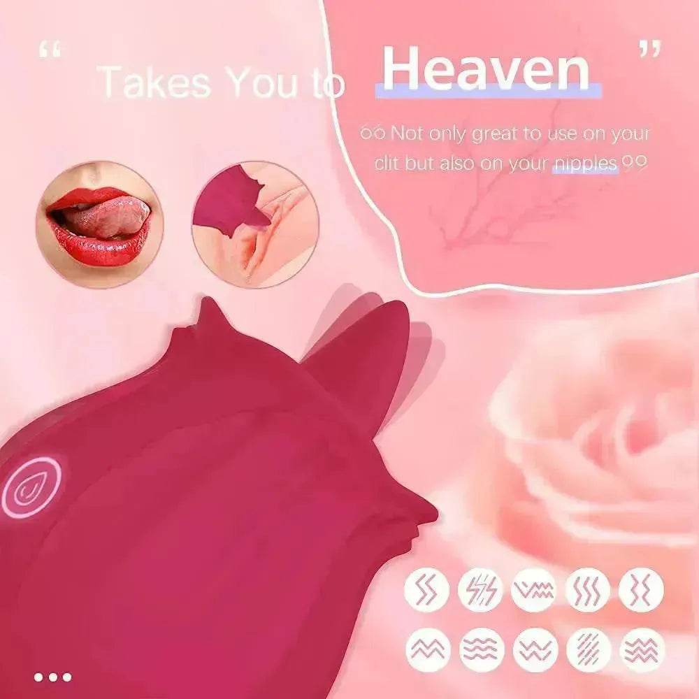 Rechargeable Rose Toy With Tongue Licking Best Clitoral Stimulator for Women