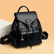 Women's Quilted PU Leather Backpack – Stylish Bucket Bag | Black, Black with Brown, Ostrich Khaki
