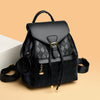 Women's Quilted PU Leather Backpack – Stylish Bucket Bag | Black, Black with Brown, Ostrich Khaki