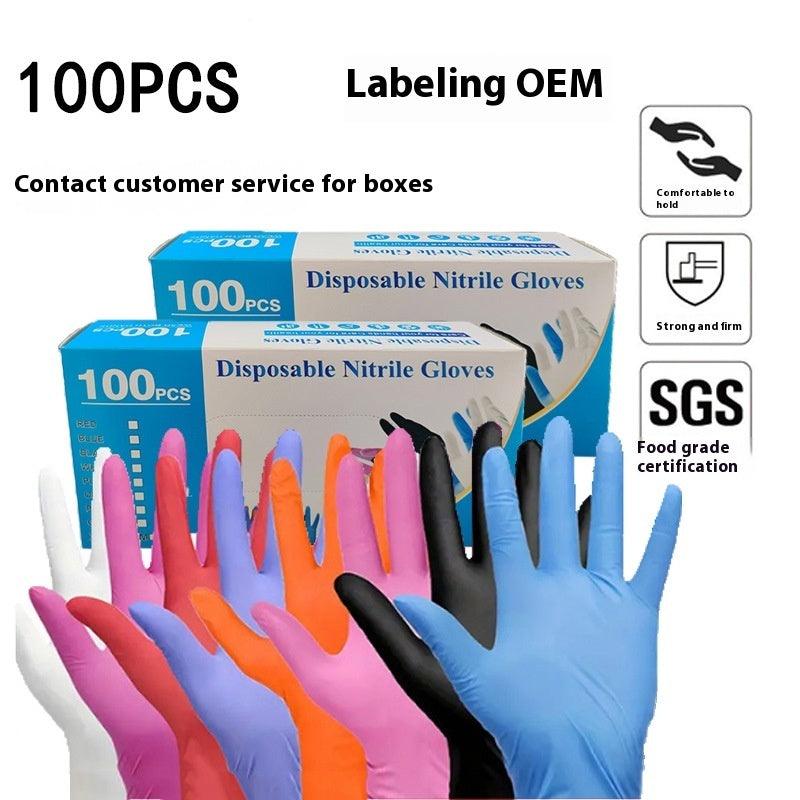 Thickened Food Grade Disposable Nitrile Gloves – Waterproof 10 Colours 50 or 100 Pack