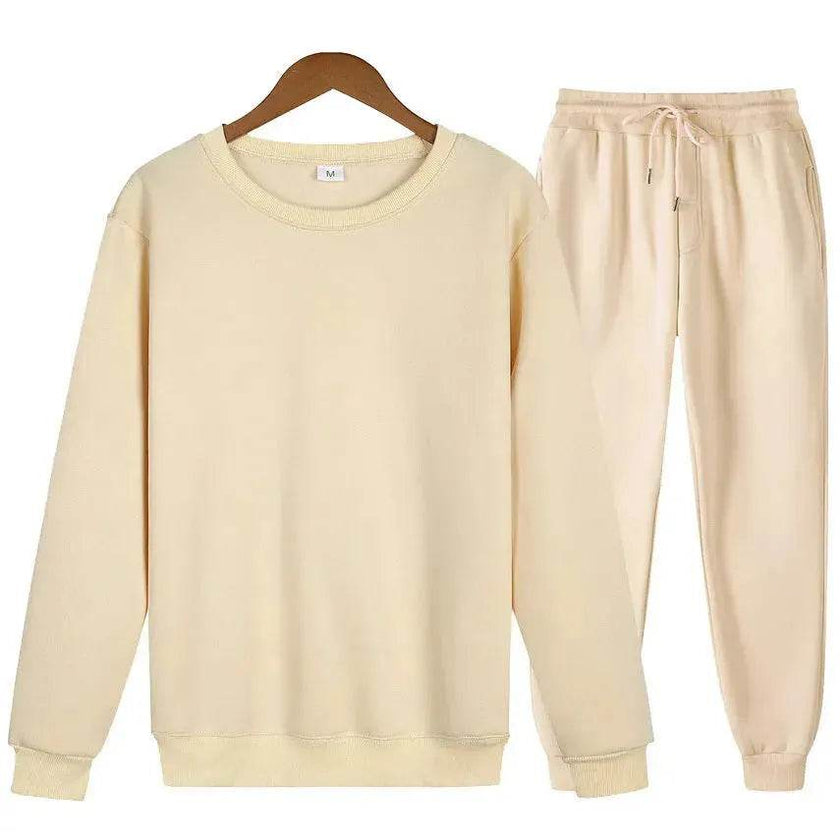 Autumn Winter  street fashion Plain Crew neck Sweatsuit for men