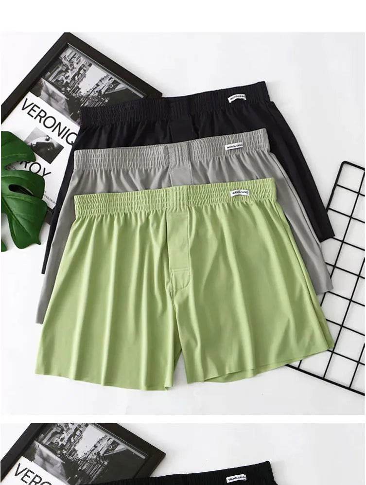 Men's Ice Silk Underwear Plus Size Loose Boxer Mid Waist