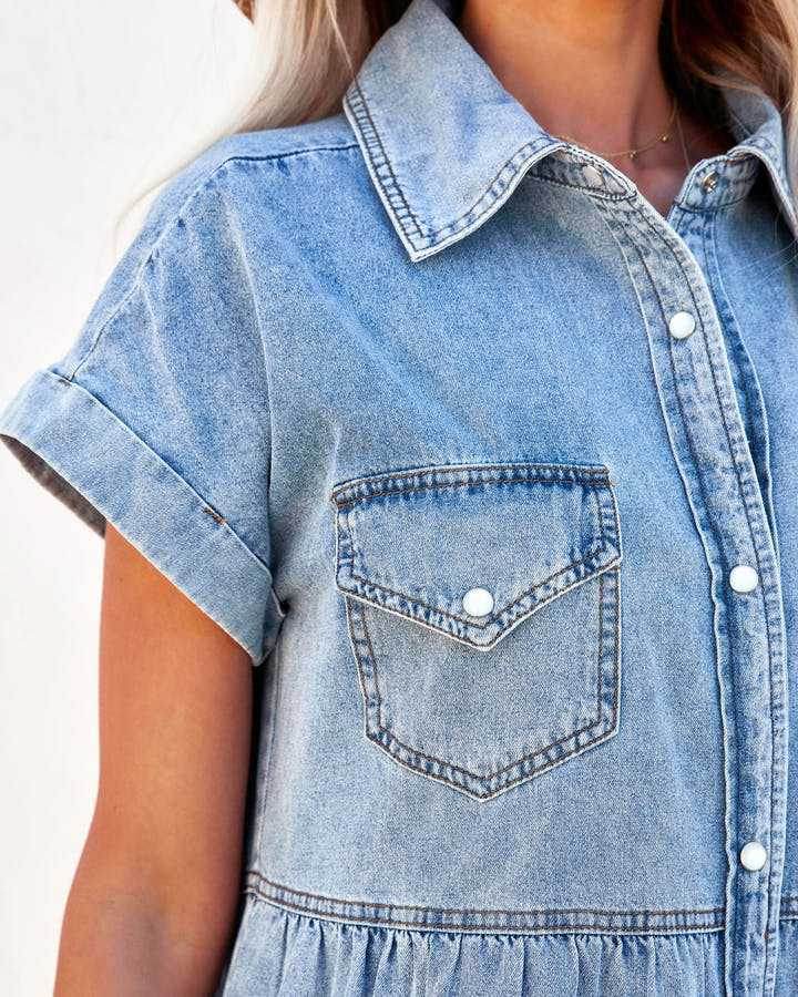 Casual Fashion Denim Short Sleeve loose mini Dress
