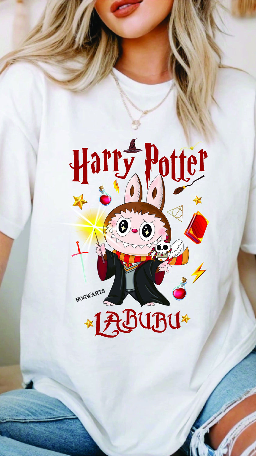 [Adult size] Harry Potter Labubu T-Shirt – Kawaii Wizard Graphic Tee, 100% Cotton