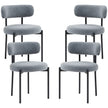 Cruz Modern Dining Chairs with Berber-Fleece Back-Set of 4-Grey