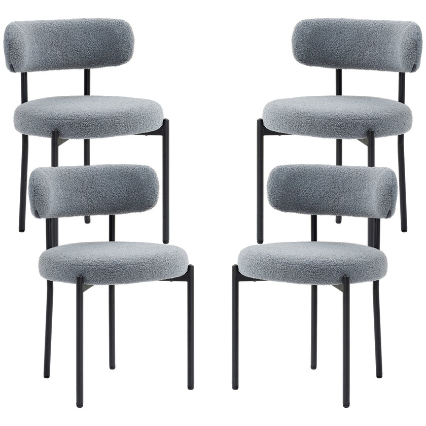 Cruz Modern Dining Chairs with Berber-Fleece Back-Set of 4-Grey