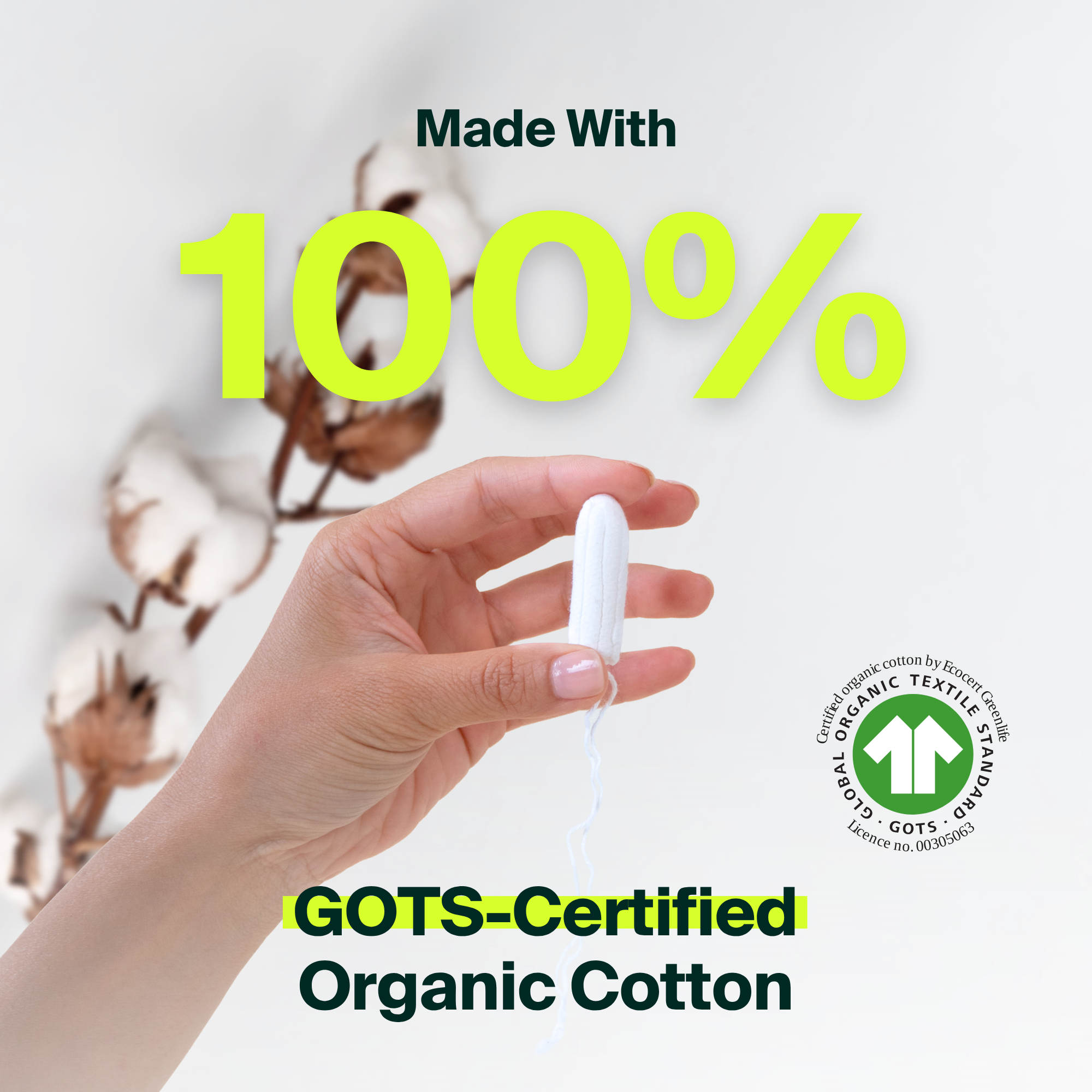 100% Organic Cotton Non-Applicator Tampons - Regular
