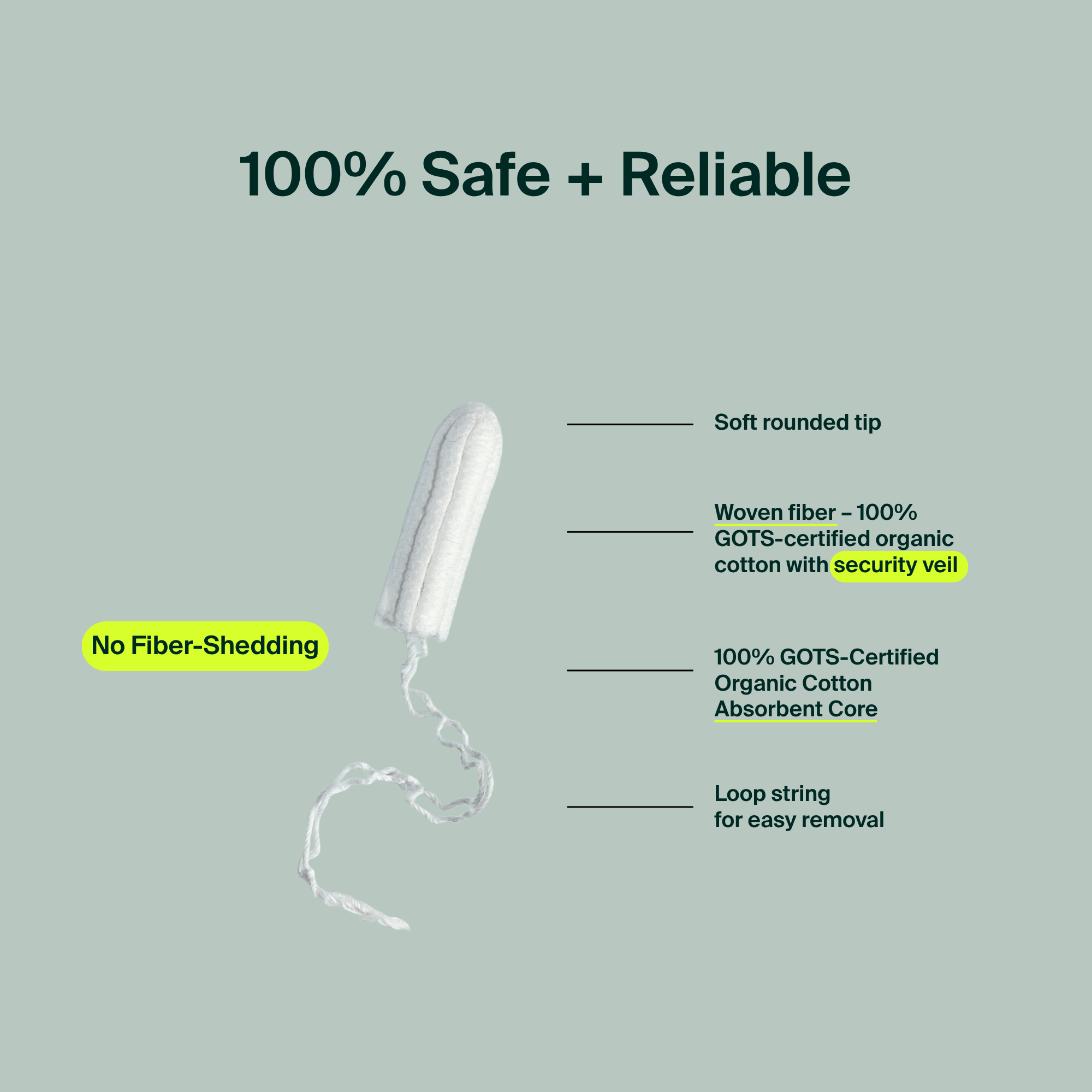 100% Organic Cotton Non-Applicator Tampons - Super