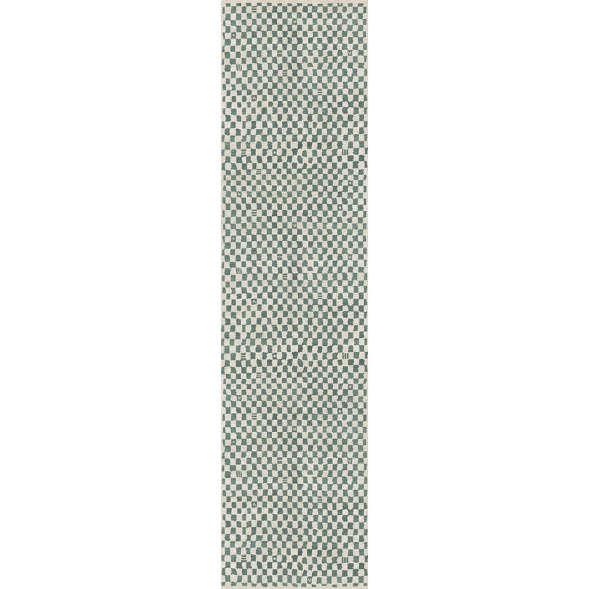 Metro Checkered Slate Green Rug