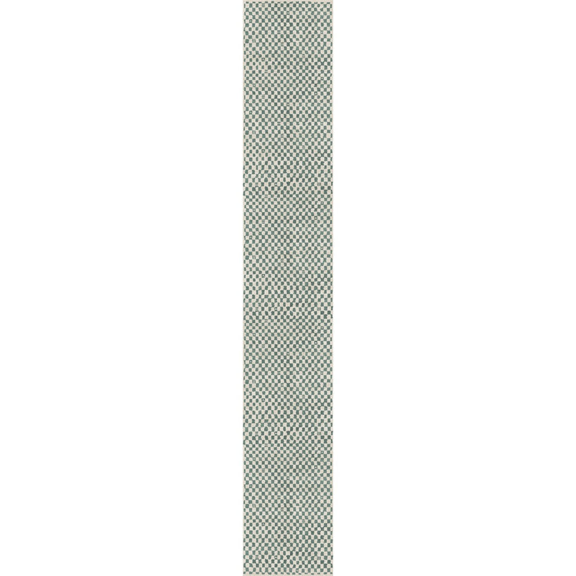 Metro Checkered Slate Green Rug