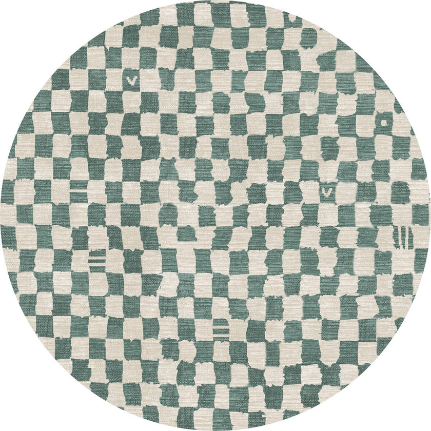 Metro Checkered Slate Green Rug