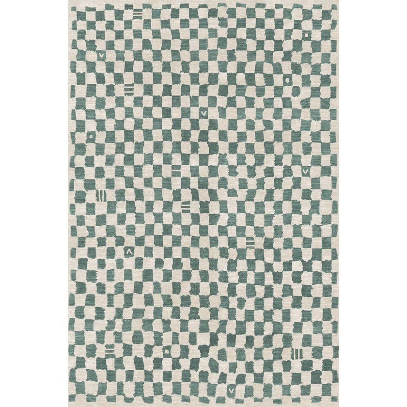 Metro Checkered Slate Green Rug
