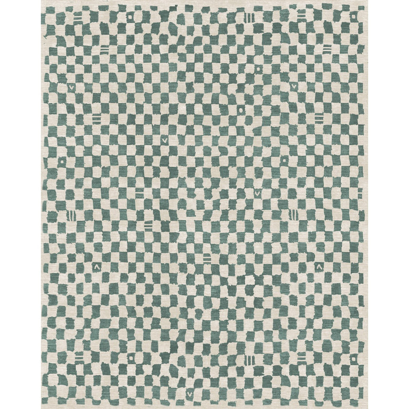 Metro Checkered Slate Green Rug