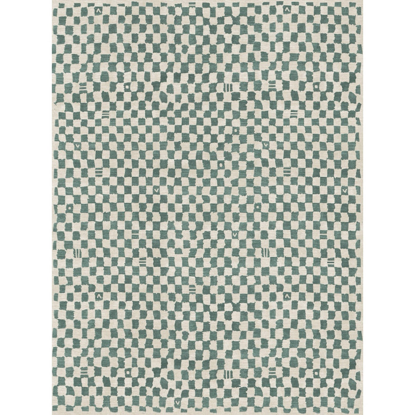 Metro Checkered Slate Green Rug