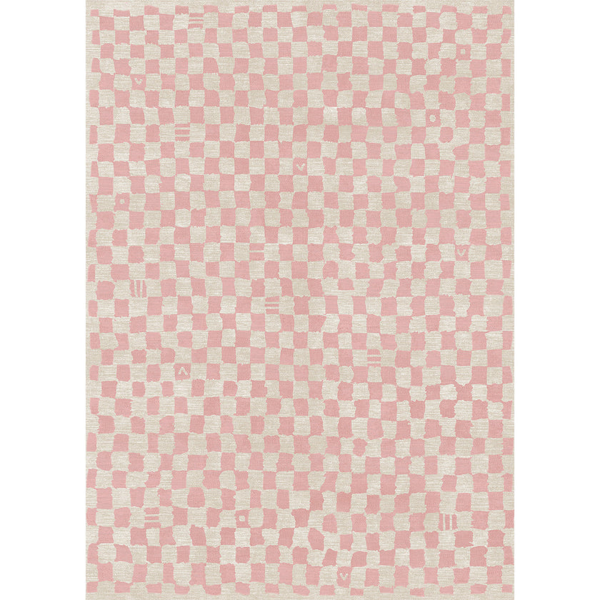 Metro Checkered Malibu Pink & White Rug