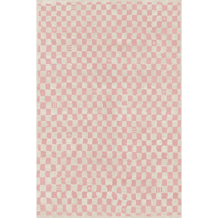Metro Checkered Malibu Pink & White Rug