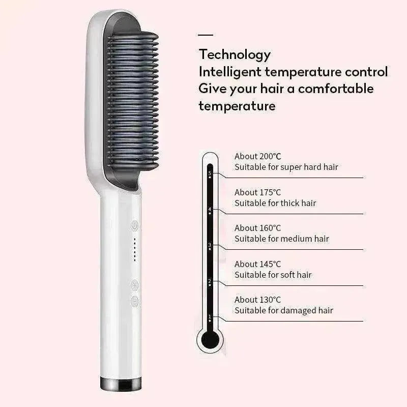 2-In-1 Hair Straightener Hot Comb - Dual-Use Rotating Electric Brush