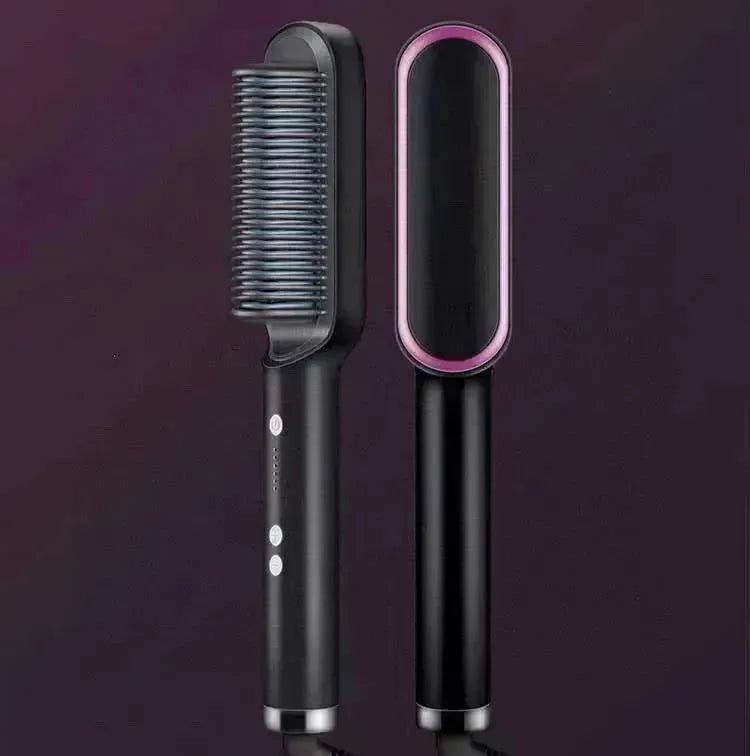 2-In-1 Hair Straightener Hot Comb - Dual-Use Rotating Electric Brush