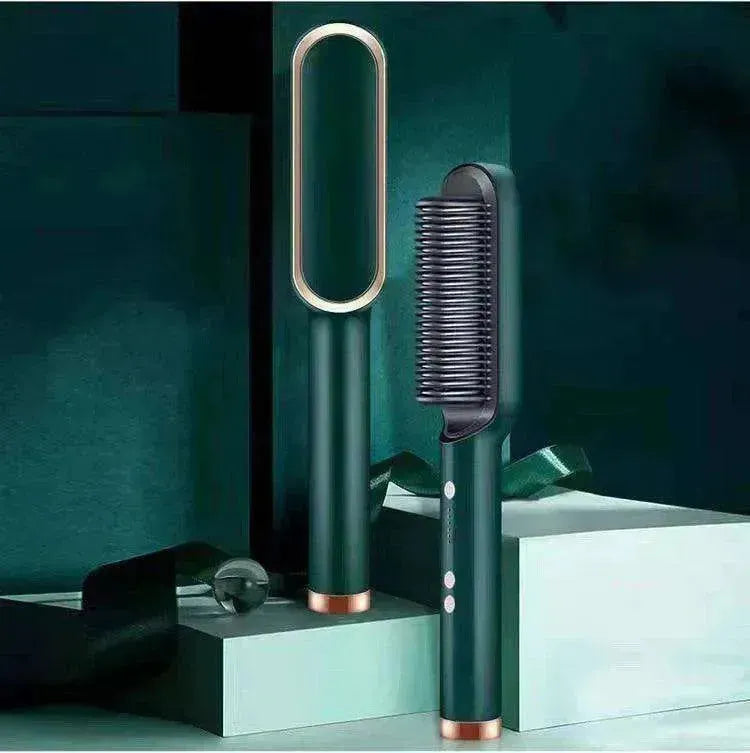2-In-1 Hair Straightener Hot Comb - Dual-Use Rotating Electric Brush