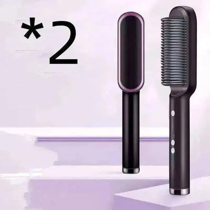 2-In-1 Hair Straightener Hot Comb - Dual-Use Rotating Electric Brush